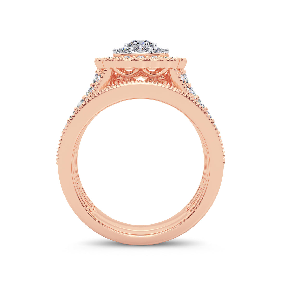 Romantic 14k Rose Gold 2CT Lab Diamond Bridal Ring