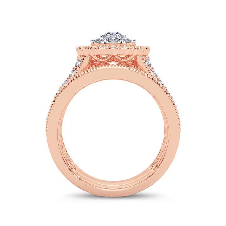 Romantic 14k Rose Gold 2CT Lab Diamond Bridal Ring