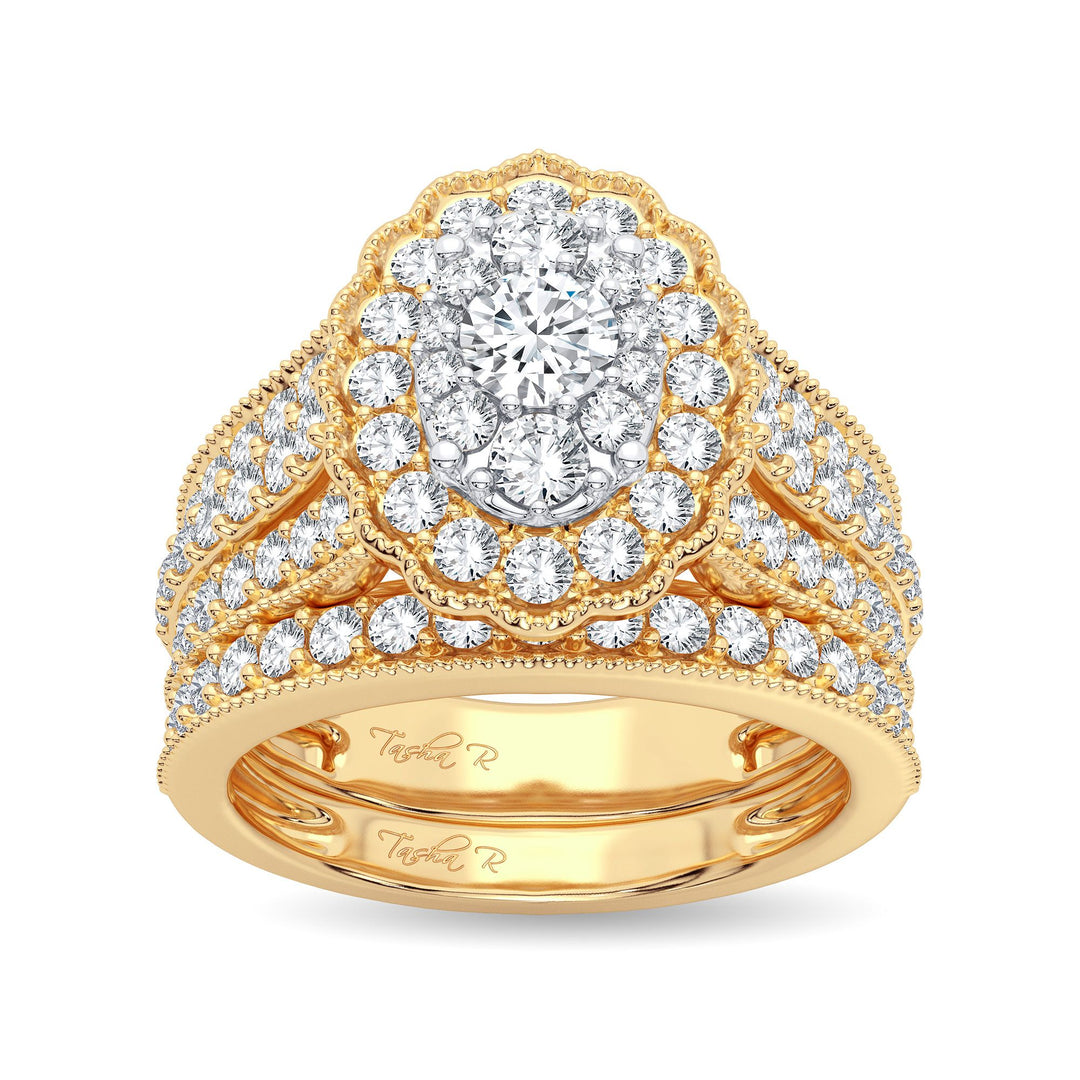 14K Yellow Gold 2CT Lab Diamond Bridal Ring Brilliance