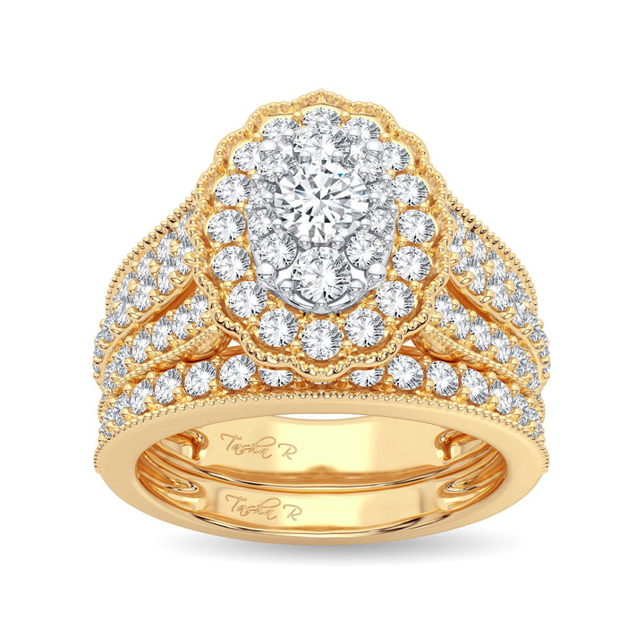 14K Yellow Gold 2CT Lab Diamond Bridal Ring Brilliance