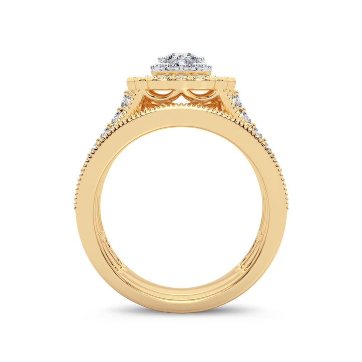 14K Yellow Gold 2CT Lab Diamond Bridal Ring Brilliance
