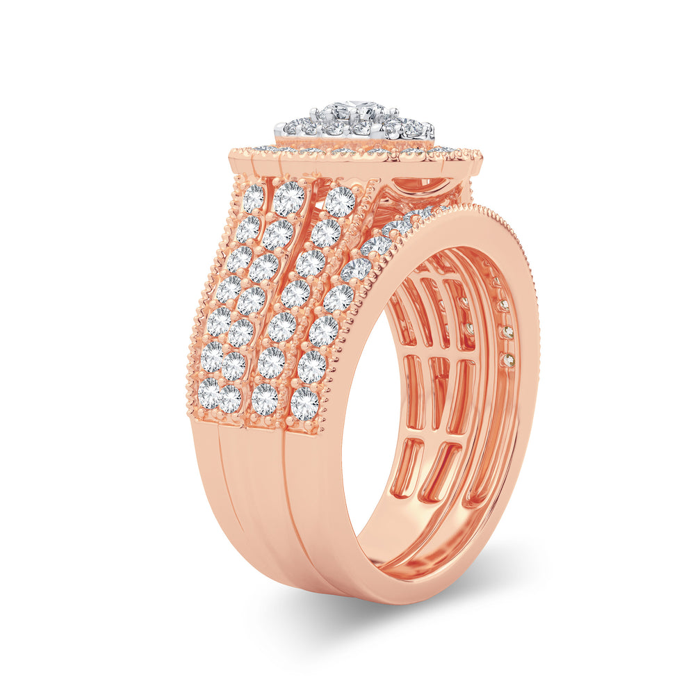 Romantic 14k Rose Gold 2CT Lab Diamond Bridal Ring