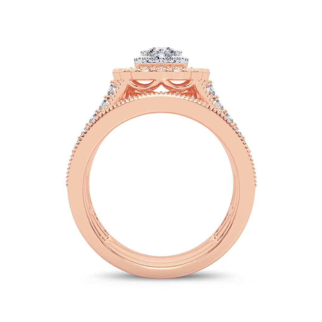 Romantic 14k Rose Gold 2CT Lab Diamond Bridal Ring