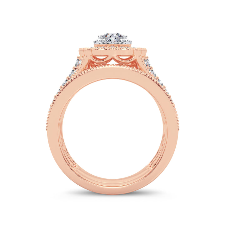 Romantic 14k Rose Gold 2CT Lab Diamond Bridal Ring