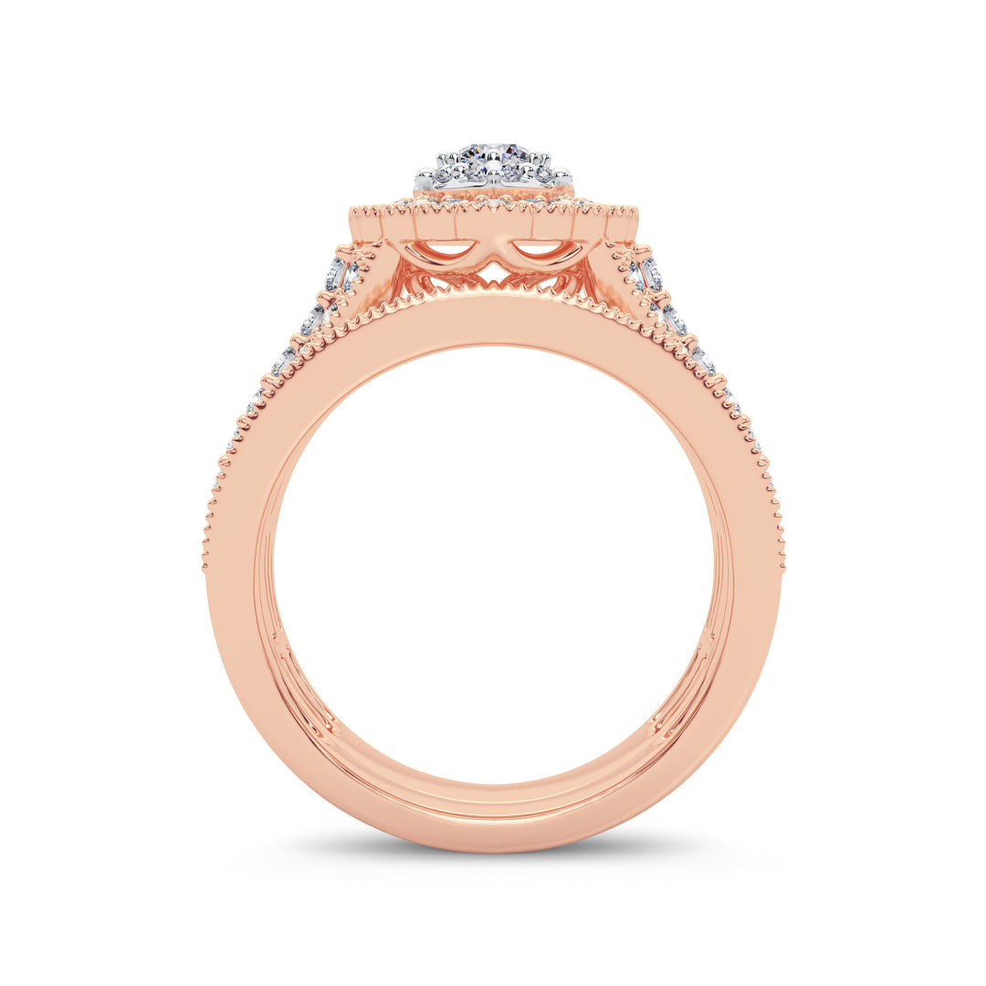 Romantic 14k Rose Gold 2CT Lab Diamond Bridal Ring