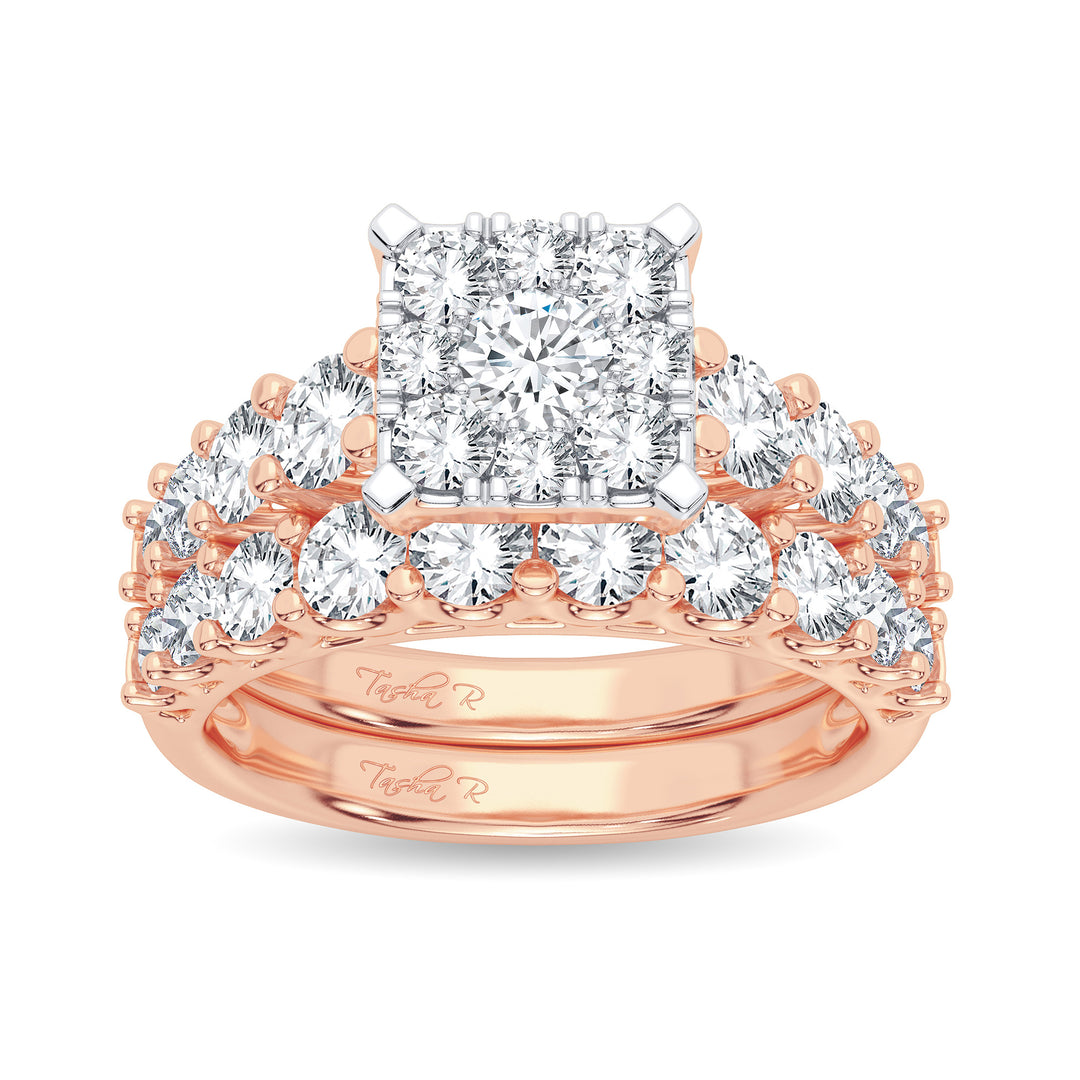 Romantic 14k Rose Gold 2CT Lab Diamond Bridal Ring