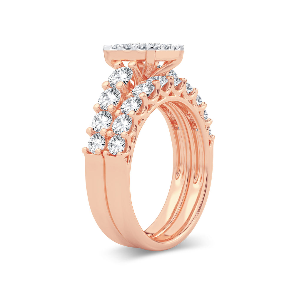 Romantic 14k Rose Gold 2CT Lab Diamond Bridal Ring
