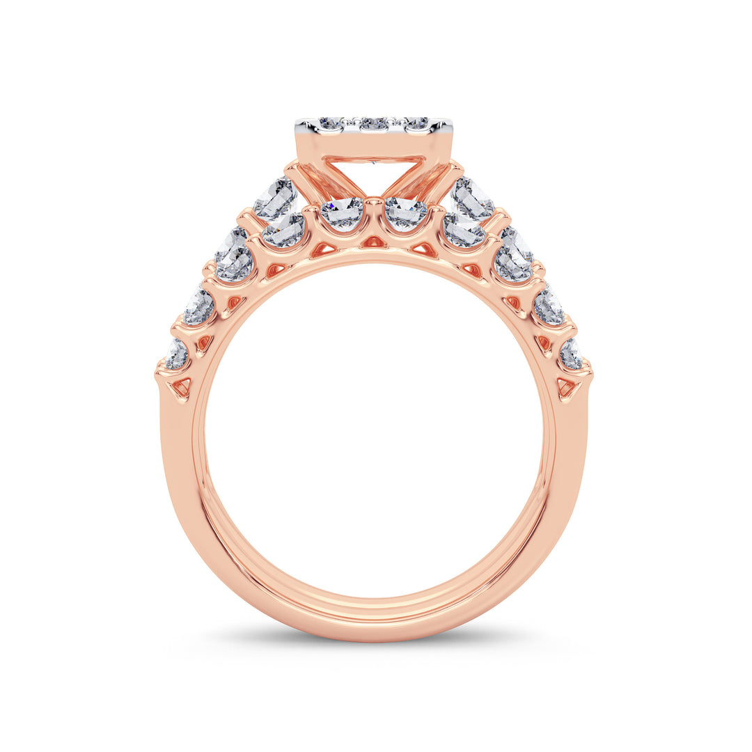 Romantic 14k Rose Gold 2CT Lab Diamond Bridal Ring