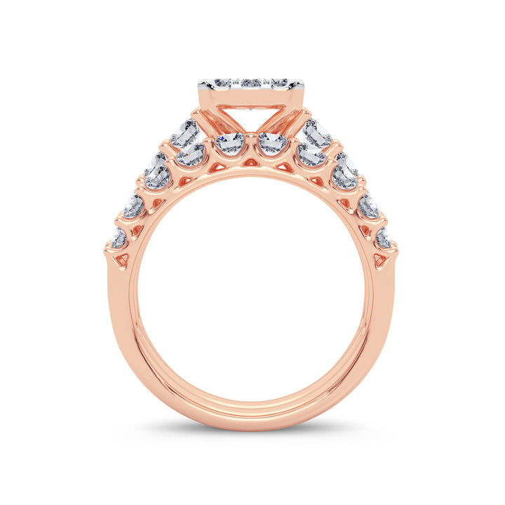 Romantic 14k Rose Gold 2CT Lab Diamond Bridal Ring