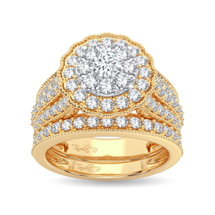 14K Yellow Gold 2CT Lab Diamond Bridal Ring Elegance
