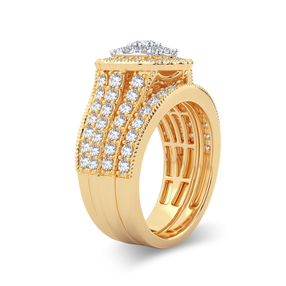 14K Yellow Gold 2CT Lab Diamond Bridal Ring Elegance