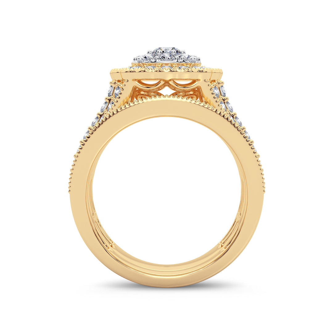 14K Yellow Gold 2CT Lab Diamond Bridal Ring Elegance