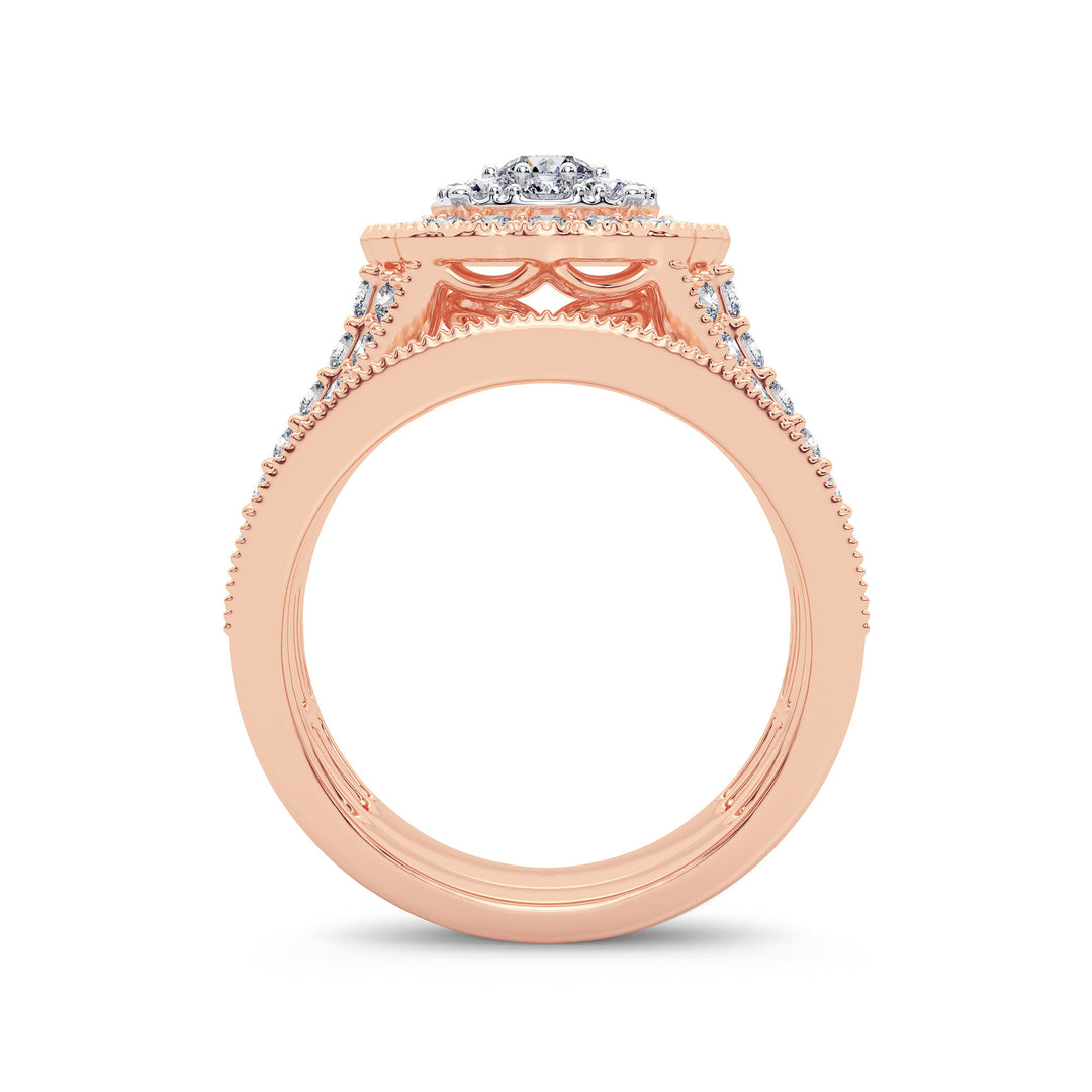 Romantic 14k Rose Gold 2CT Lab Diamond Bridal Ring