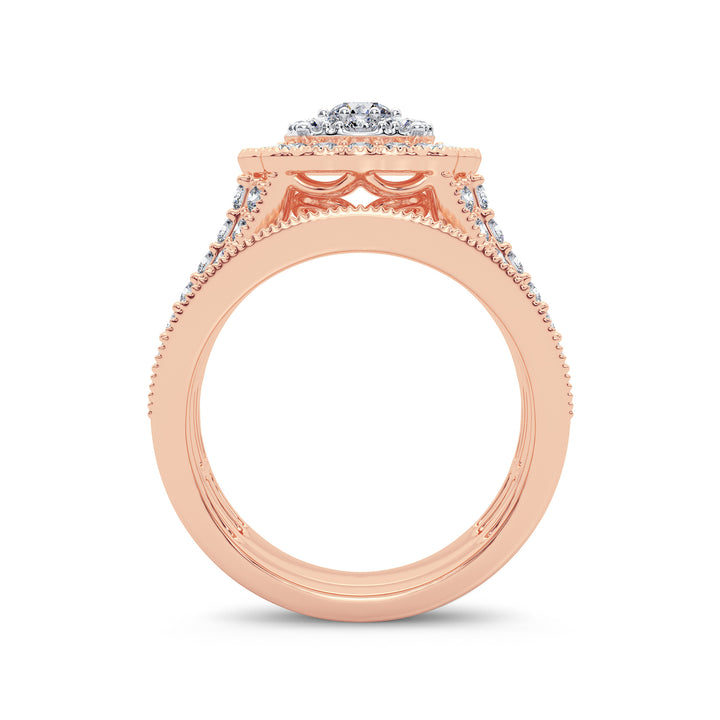 Romantic 14k Rose Gold 2CT Lab Diamond Bridal Ring
