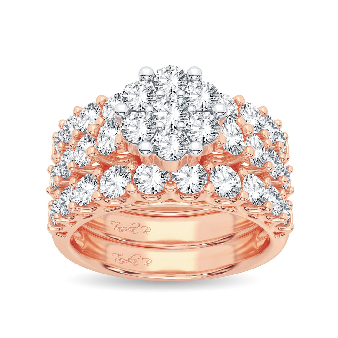 Romantic 14k Rose Gold Lab Diamond Bridal Ring 3CT