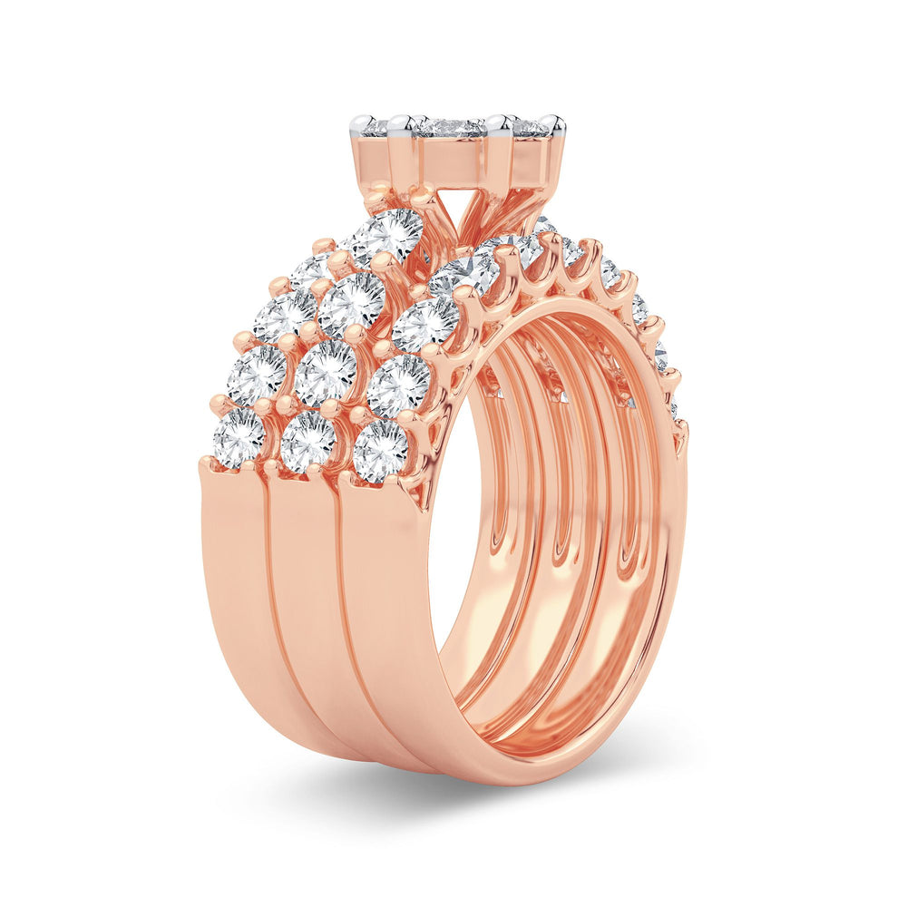 Romantic 14k Rose Gold Lab Diamond Bridal Ring 3CT