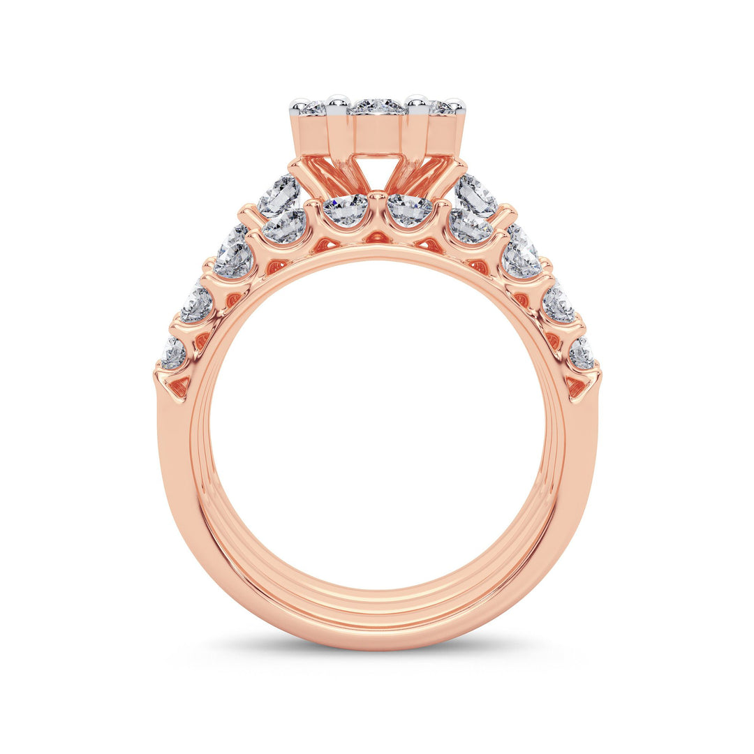 Romantic 14k Rose Gold Lab Diamond Bridal Ring 3CT