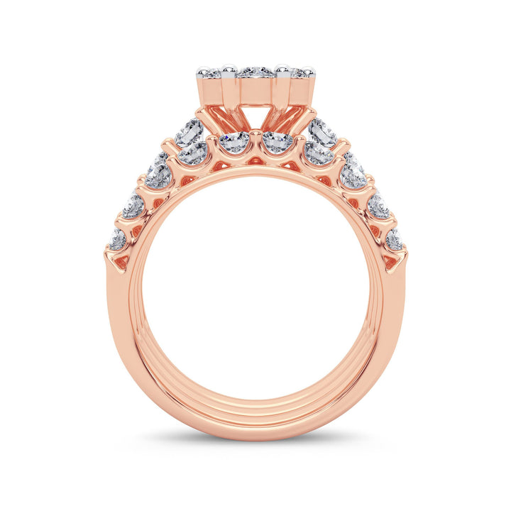 Romantic 14k Rose Gold Lab Diamond Bridal Ring 3CT