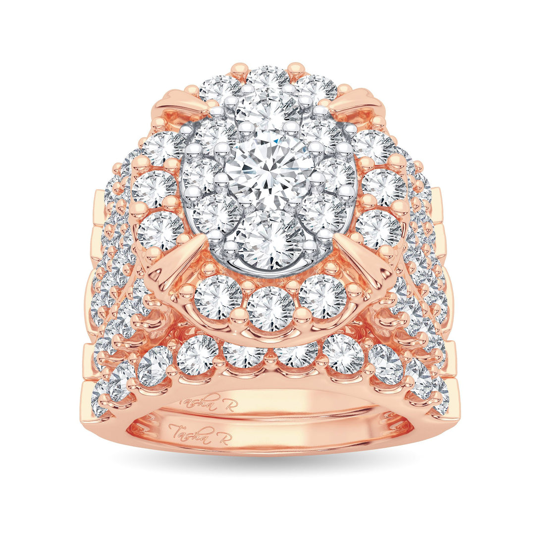 Romantic 14k Rose Gold 5CT Lab Diamond Bridal Ring