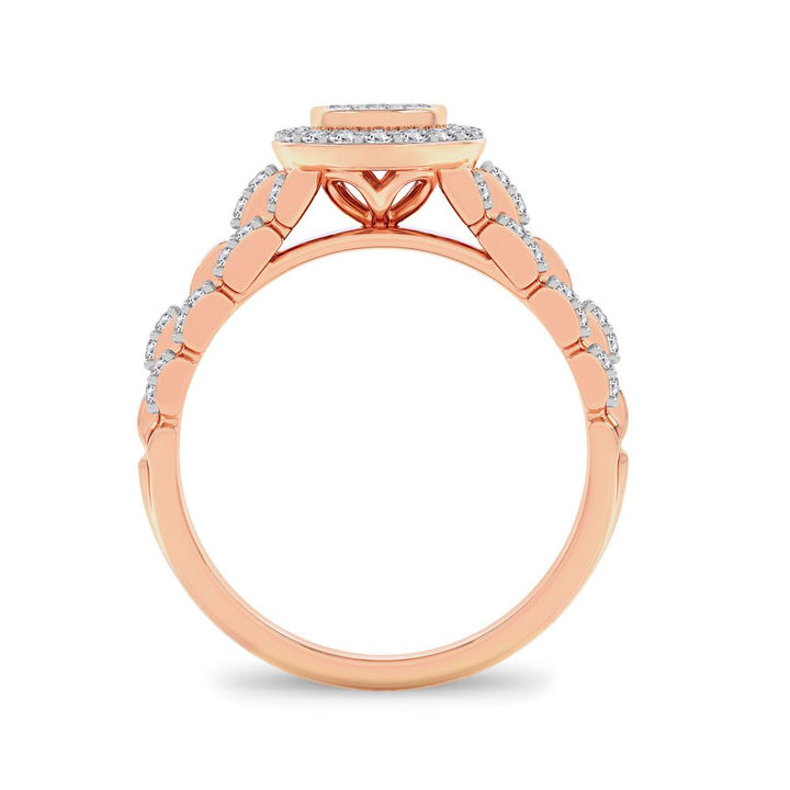 Chic 14k Rose Gold 0.50ct Lab Diamond Womens Fashion Ring