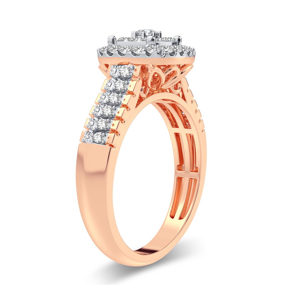 Chic 14k Rose Gold 0.50CT Lab Diamond Womens Fashion Ring