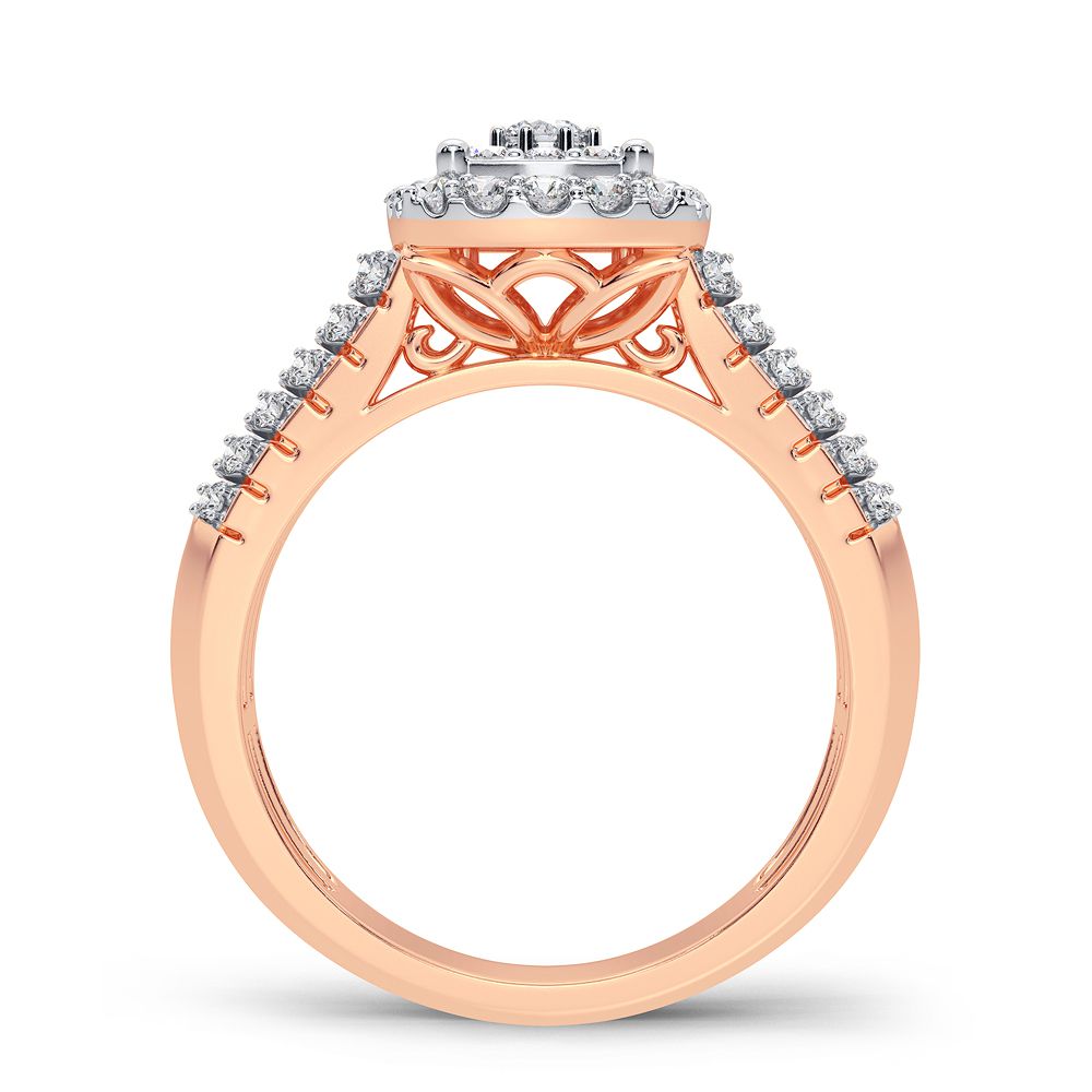Chic 14k Rose Gold 0.50CT Lab Diamond Womens Fashion Ring