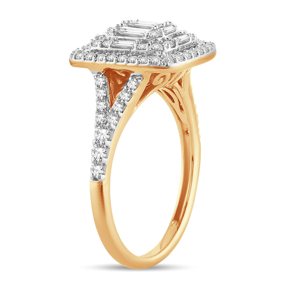 14K Yellow Gold Lab-Grown 0.75CT Diamond Womens Ring