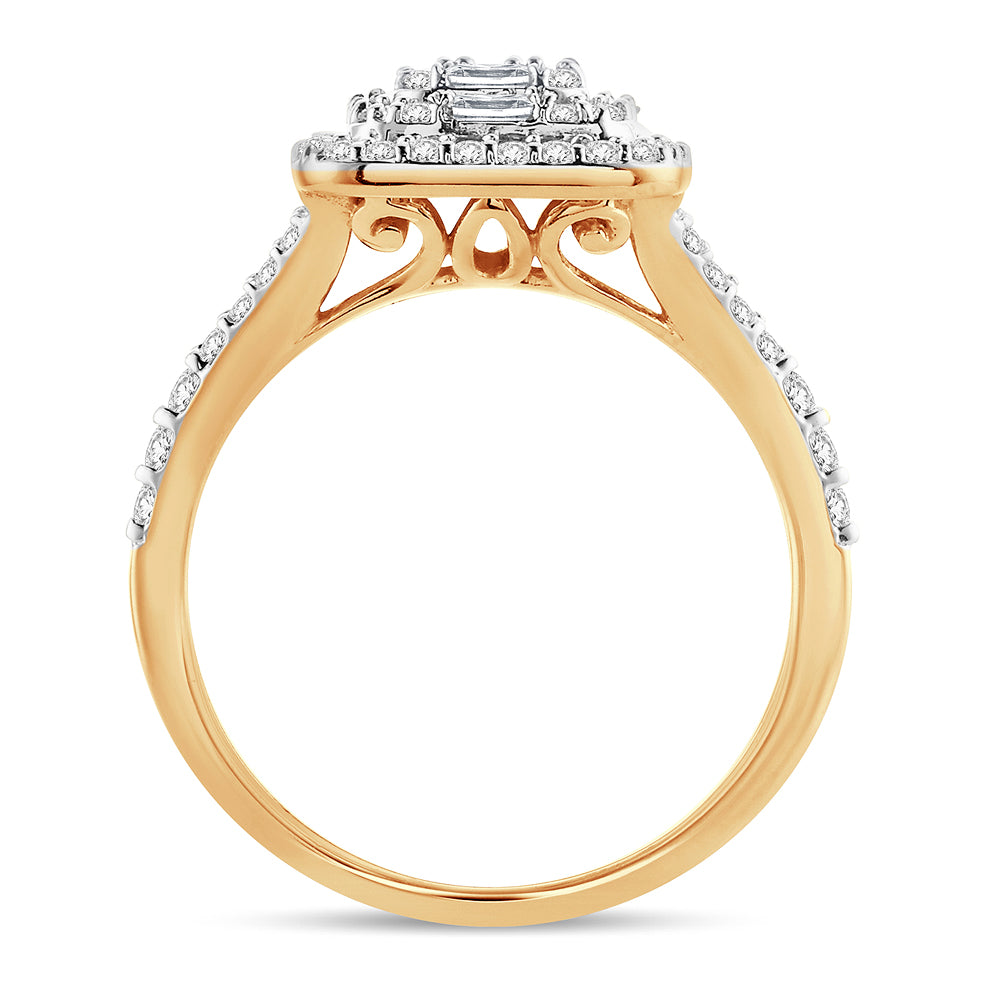 14K Yellow Gold Lab-Grown 0.75CT Diamond Womens Ring