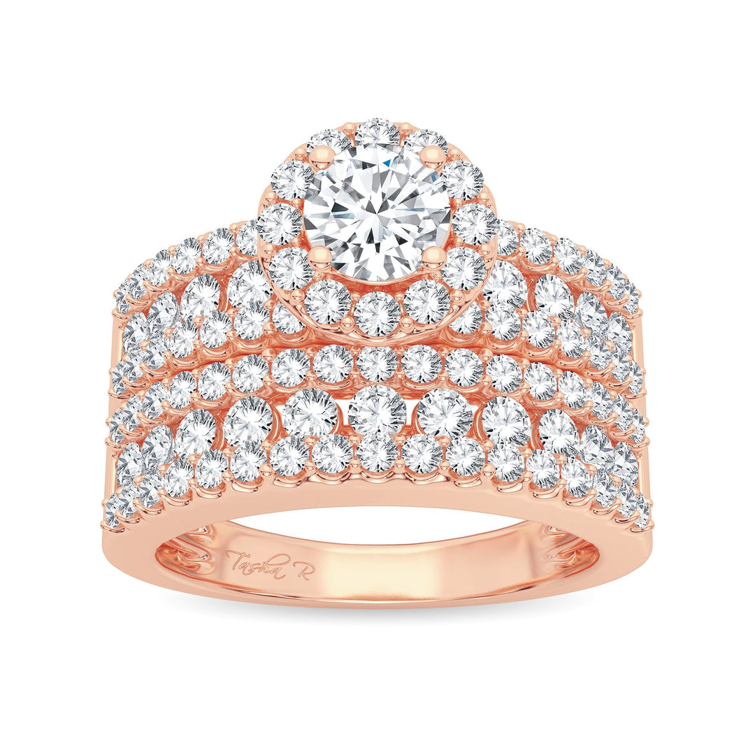 Romantic 14k Rose Gold 2CT Lab Diamond Bridal Ring