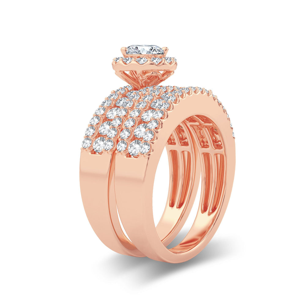 Romantic 14k Rose Gold 2CT Lab Diamond Bridal Ring