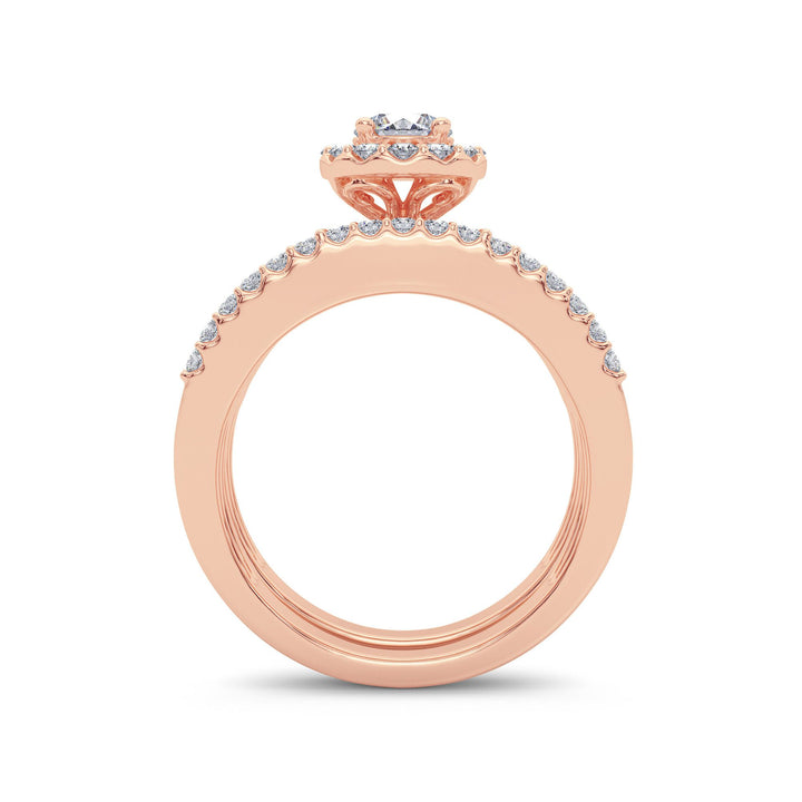 Romantic 14k Rose Gold 2CT Lab Diamond Bridal Ring