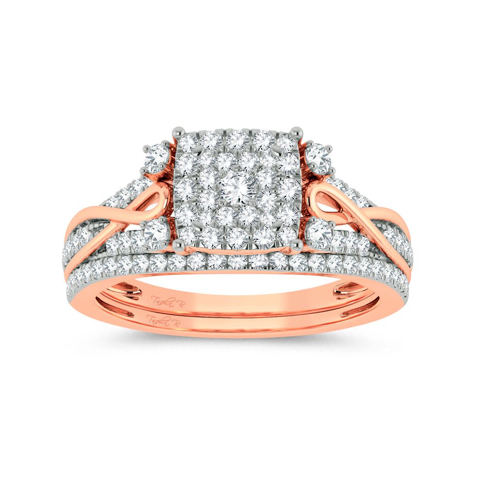 Timeless 14k Rose Gold 0.50ct Lab Diamond Bridal Ring Set