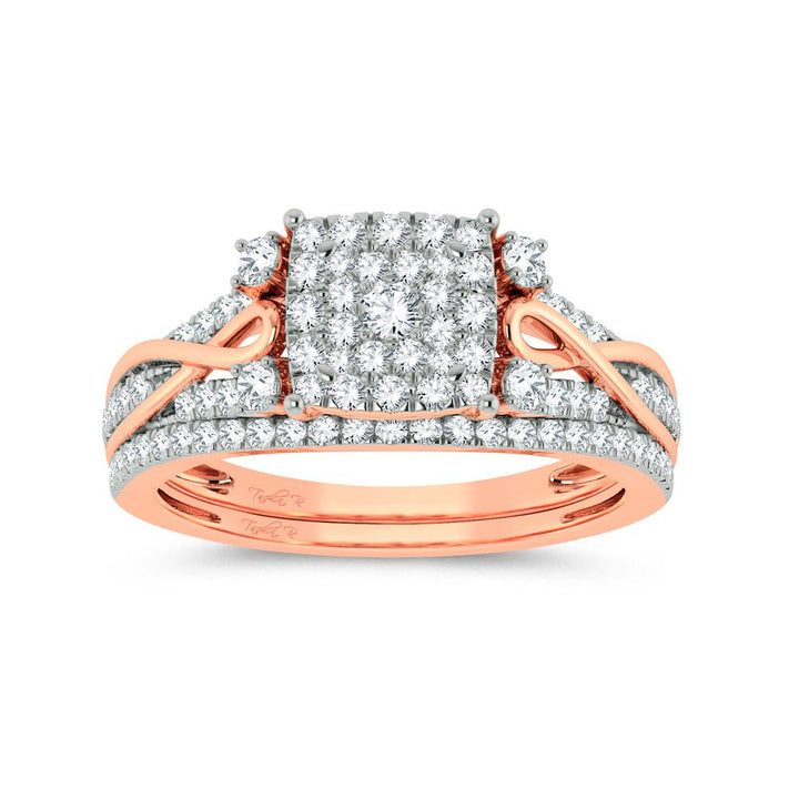 Timeless 14k Rose Gold 0.50ct Lab Diamond Bridal Ring Set