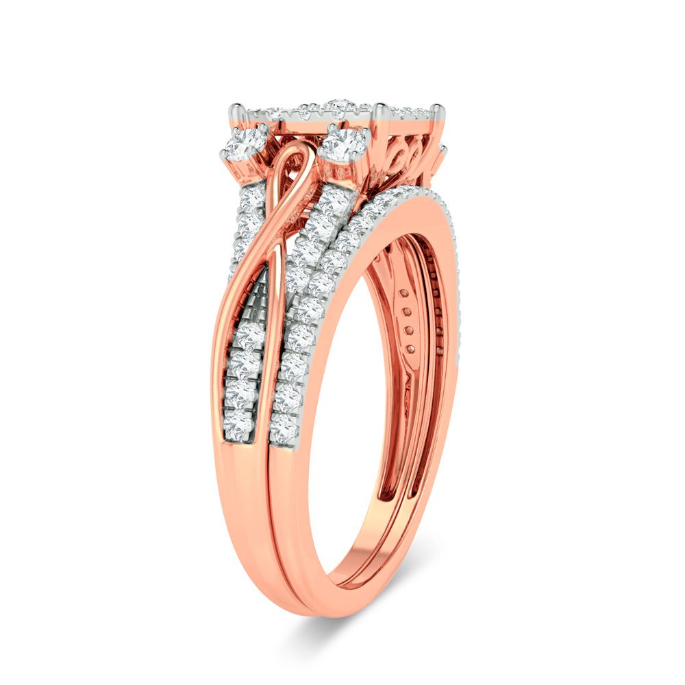 Timeless 14k Rose Gold 0.50ct Lab Diamond Bridal Ring Set
