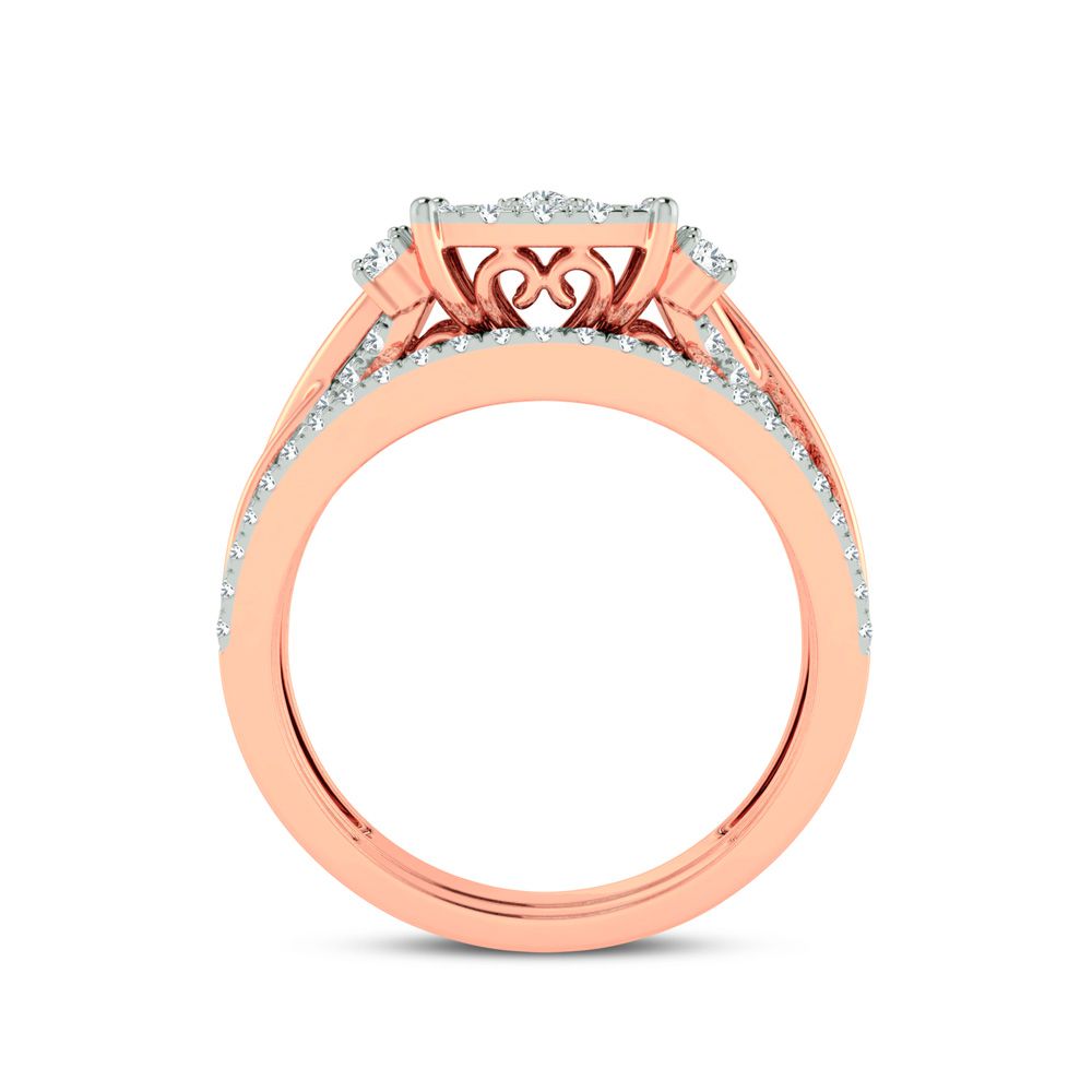 Timeless 14k Rose Gold 0.50ct Lab Diamond Bridal Ring Set