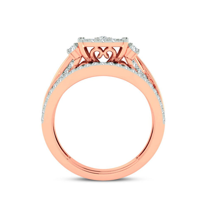 Timeless 14k Rose Gold 0.50ct Lab Diamond Bridal Ring Set