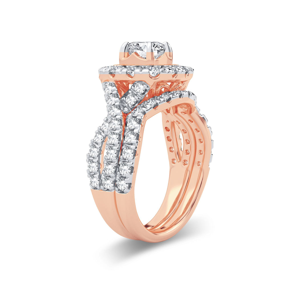 Romantic 14k Rose Gold 2CT Lab Diamond Bridal Ring