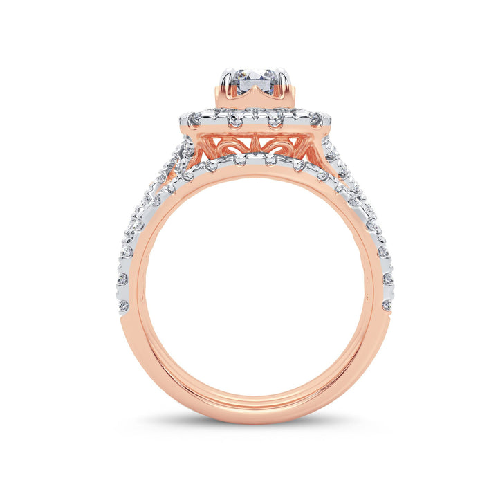 Romantic 14k Rose Gold 2CT Lab Diamond Bridal Ring
