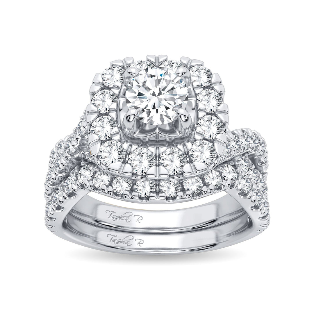 Brilliant 14k White Gold 2CT Lab Diamond Bridal Ring