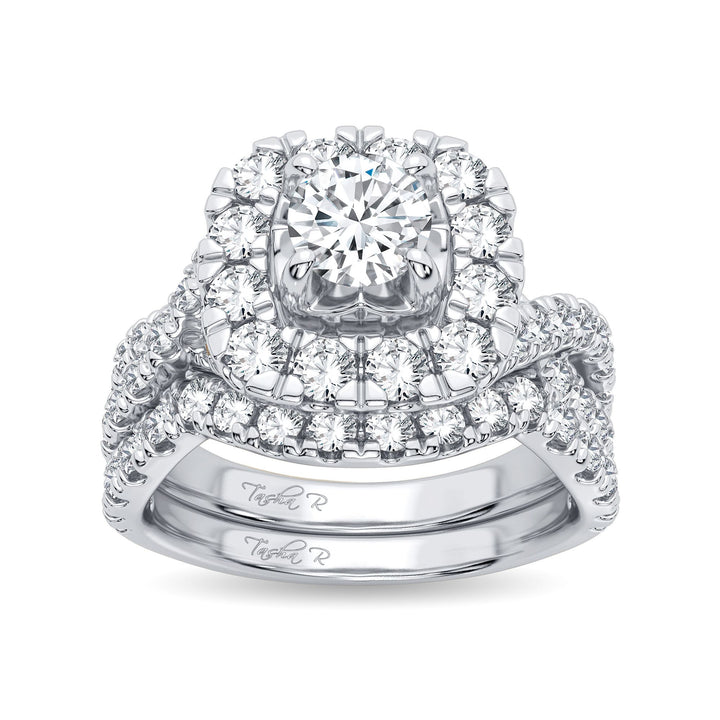 Brilliant 14k White Gold 2CT Lab Diamond Bridal Ring