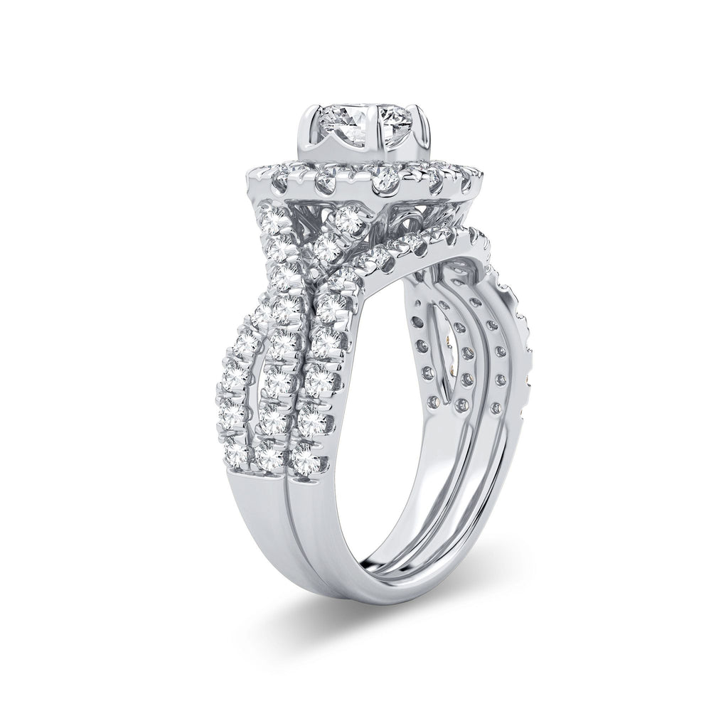 Brilliant 14k White Gold 2CT Lab Diamond Bridal Ring