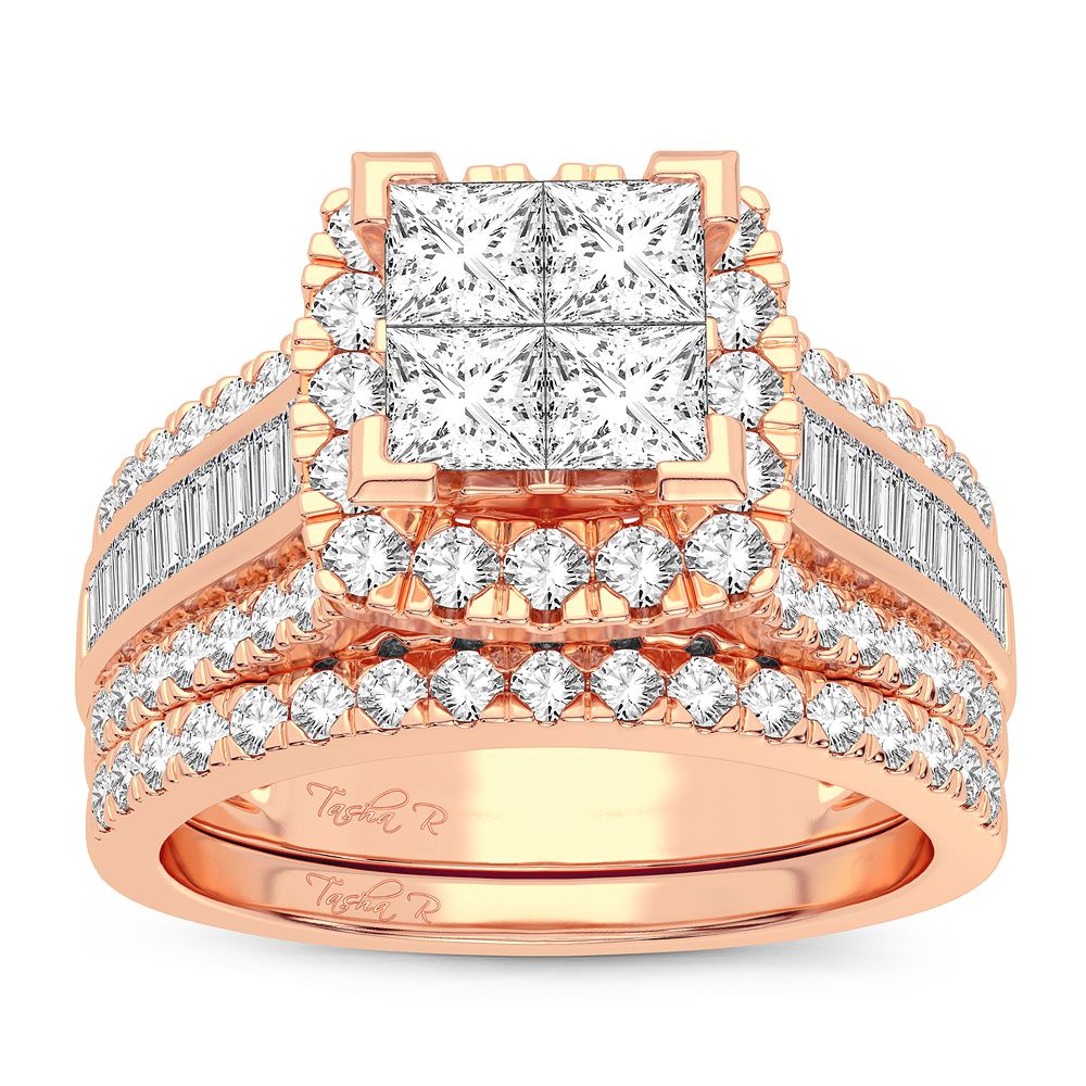 14k Rose Gold Lab Diamond Bridal Ring 2CT Romantic