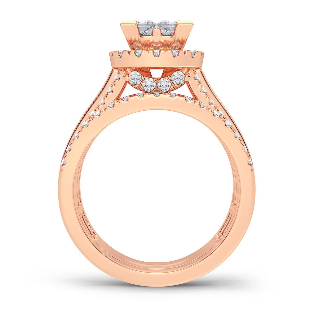 14k Rose Gold Lab Diamond Bridal Ring 2CT Romantic