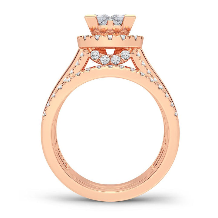 14k Rose Gold Lab Diamond Bridal Ring 2CT Romantic
