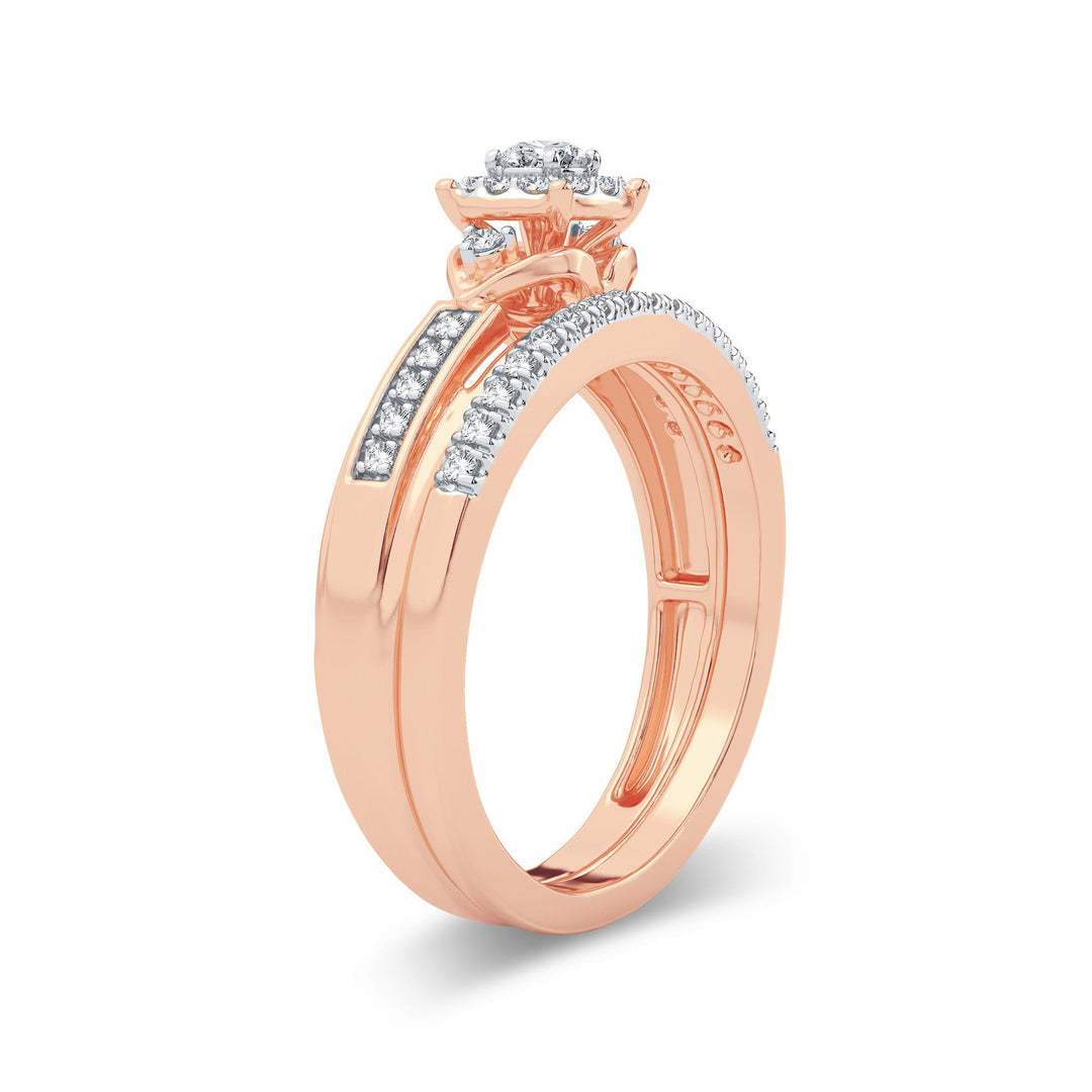 Romantic 14k Rose Gold Lab Diamond Bridal Ring (0.33CT)