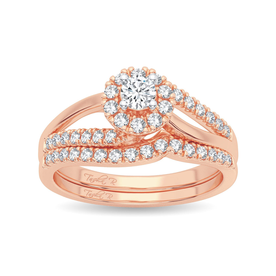 Romantic 14k Rose Gold Lab Diamond Bridal Ring (0.50CT)