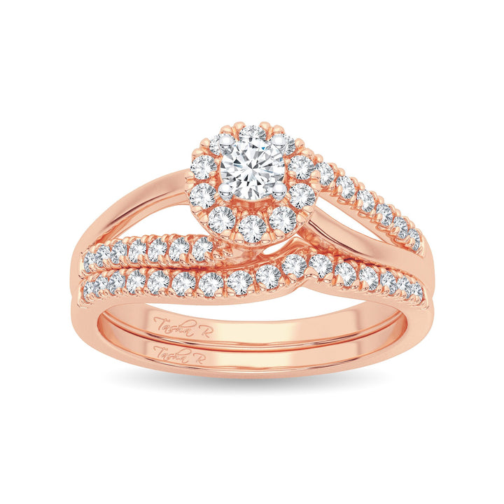 Romantic 14k Rose Gold Lab Diamond Bridal Ring (0.50CT)