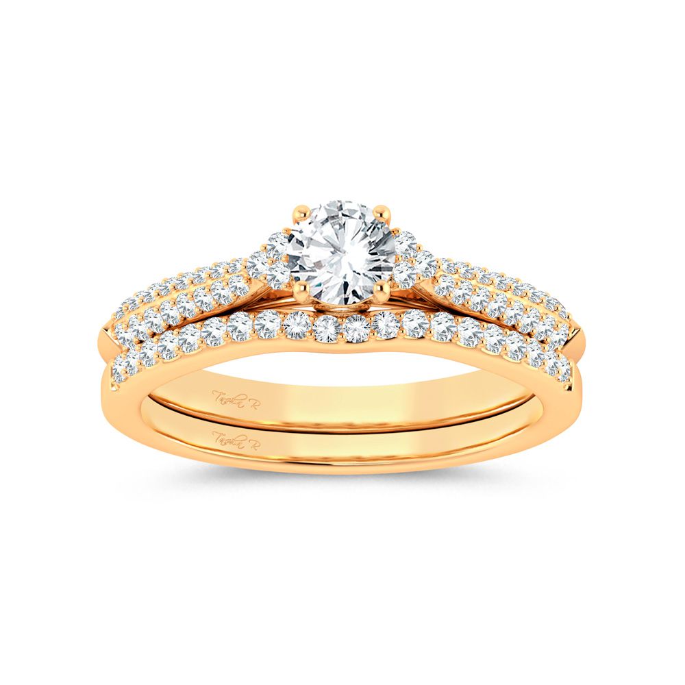 14k Yellow Gold 0.60ct Lab Diamond Bridal Ring