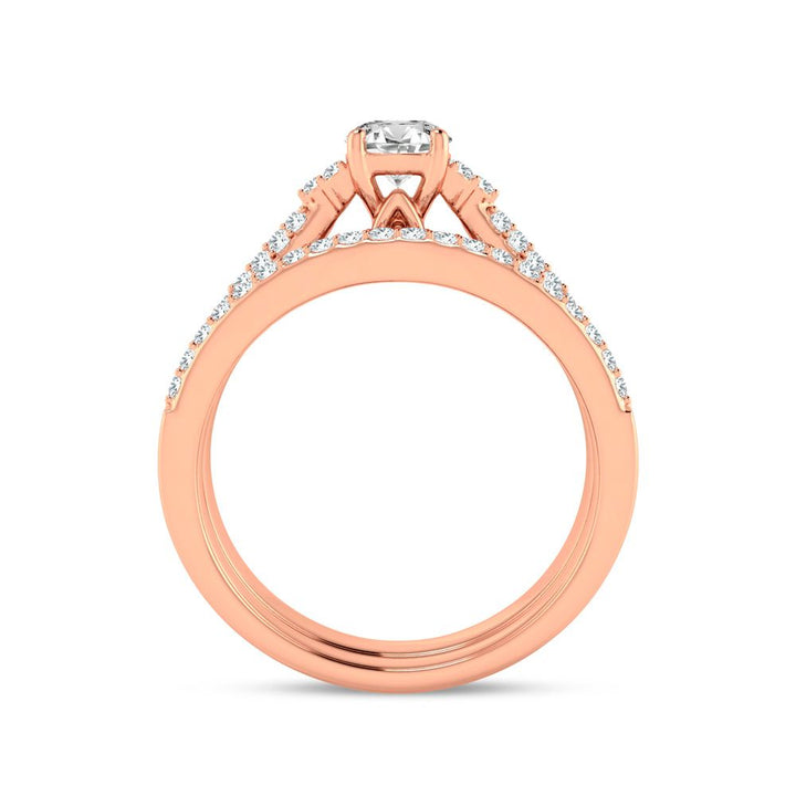 Romantic 14k Rose Gold Lab Diamond Bridal Ring (0.60ct)