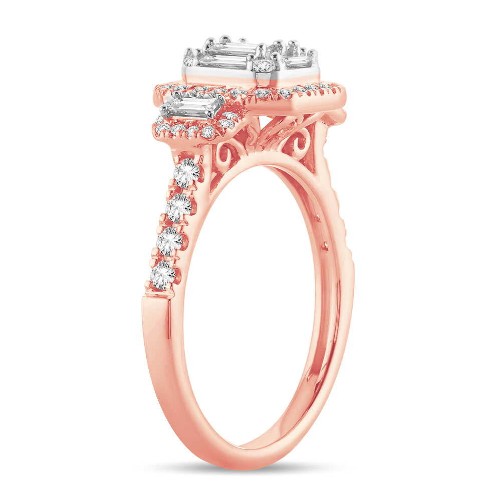 Romantic 14k Rose Gold Lab Diamond Engagement Ring 0.75Ct